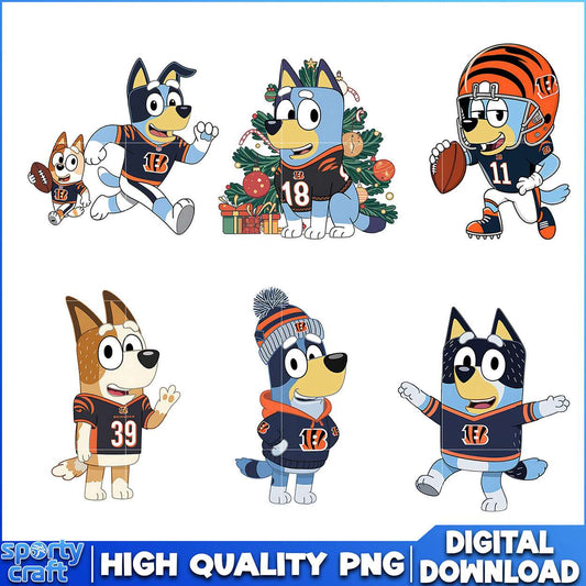 Bluey Bengals PNG Bundle, Cincinnati Bengals PNG, nfl playoff png