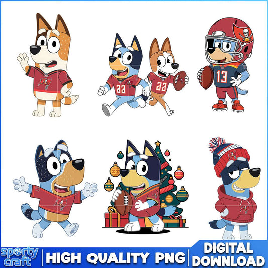 Bluey Buccaneers PNG Bundle, Tampa Bay Buccaneers PNG, nfl playoff png