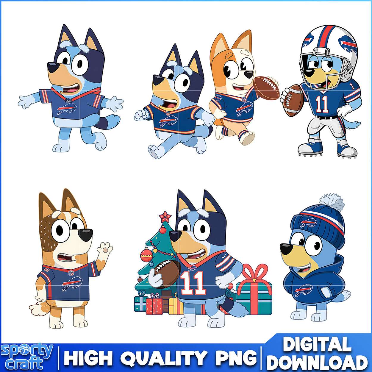 Bluey Bills PNG Bundle, Buffalo Bills PNG, nfl playoff png