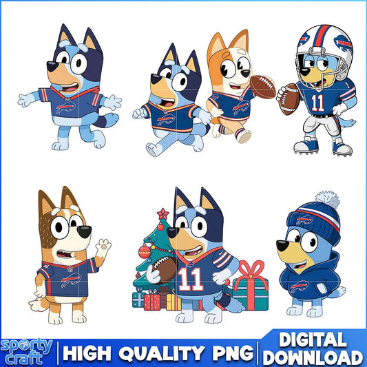 Bluey Bills PNG Bundle, Buffalo Bills PNG, nfl playoff png