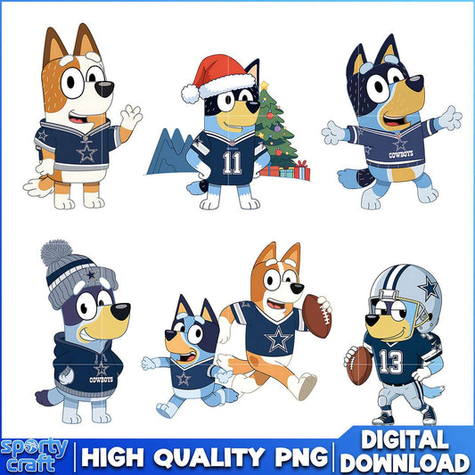 Bluey Cowboys PNG Bundle, Dallas Cowboys PNG, nfl playoff png