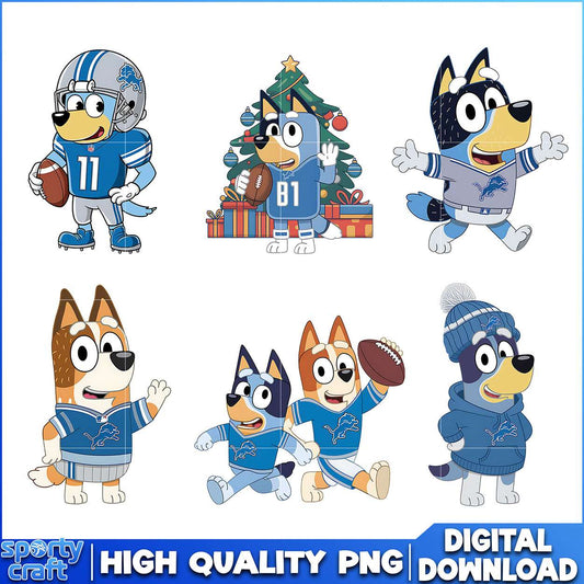 Bluey Lions PNG Bundle, Detroit Lions PNG, super bowl png