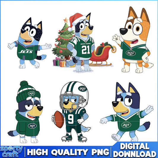 Bluey Jets PNG Bundle, New York Jets PNG, super bowl png