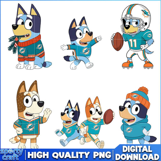 Bluey Dolphins PNG Bundle, Miami Dolphins PNG, super bowl png