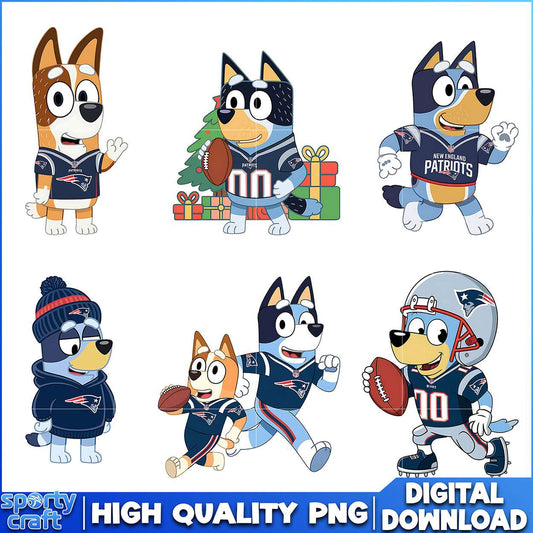 Bluey Patriots PNG Bundle, New England Patriots PNG, super bowl png