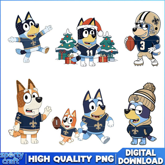 Bluey Saints PNG Bundle, New Orleans Saints PNG, super bowl png