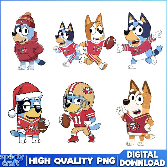 Bluey 49ers PNG Bundle, San Francisco 49ers PNG, super bowl png