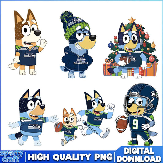 Bluey Seahawks PNG Bundle, Seattle Seahawks PNG, super bowl png