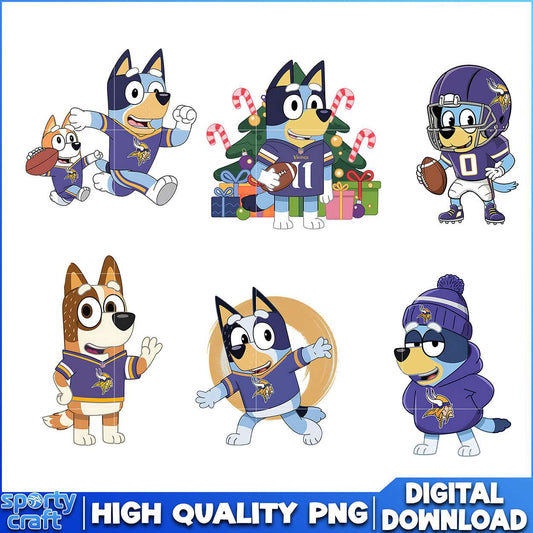 Bluey Vikings PNG Bundle, Minnesota Vikings PNG, super bowl png
