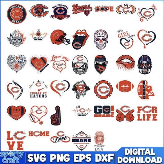 Chicago Bears Team Bundle svg, Bears svg, nfl teams svg