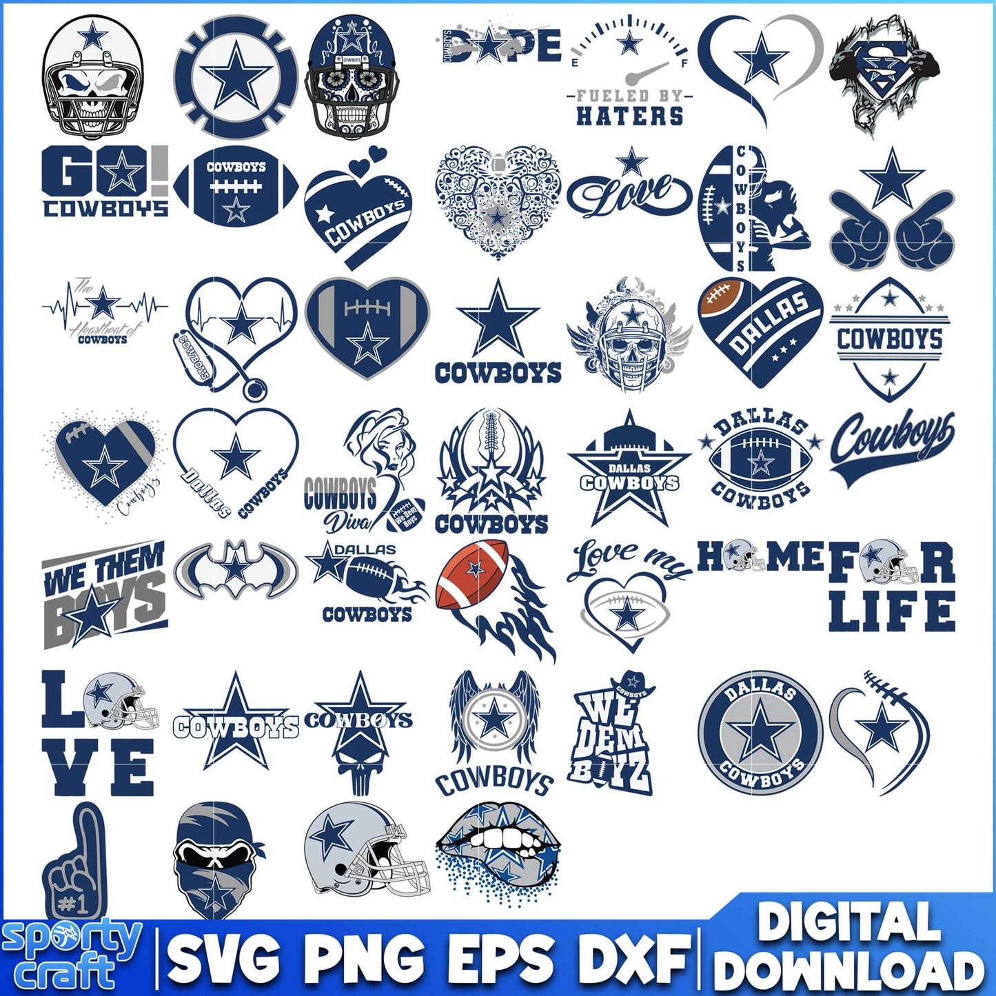 Dallas Cowboys Design Bundle SVG, Cowboys SVG