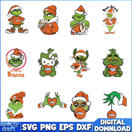Denver Broncos Grinch SVG Bundle, grinch nfl svg, Denver Broncos svg