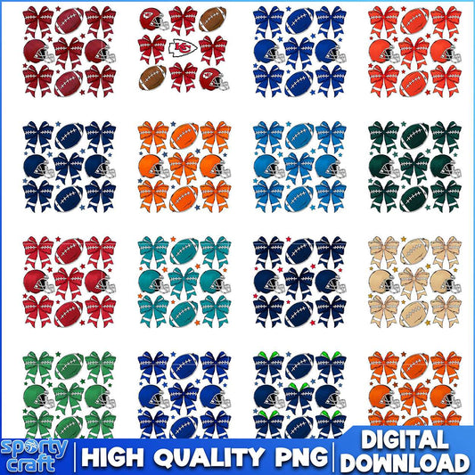 Football Cheer Bows NFL Bundle PNG, NFL Teams PNG, super bowl png