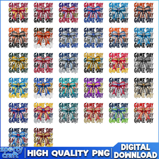 Game Day Bow NFL Football Logos Bundle PNG, NFL Teams PNG, super bowl png
