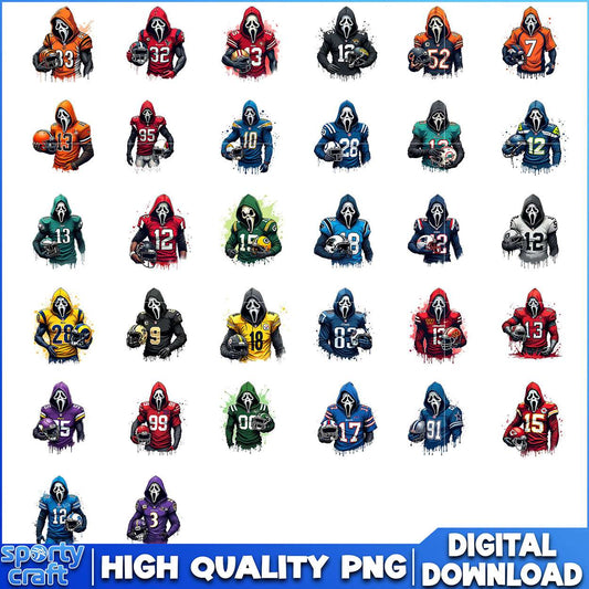 Ghostface Football NFL Bundle PNG, NFL Teams PNG, super bowl png