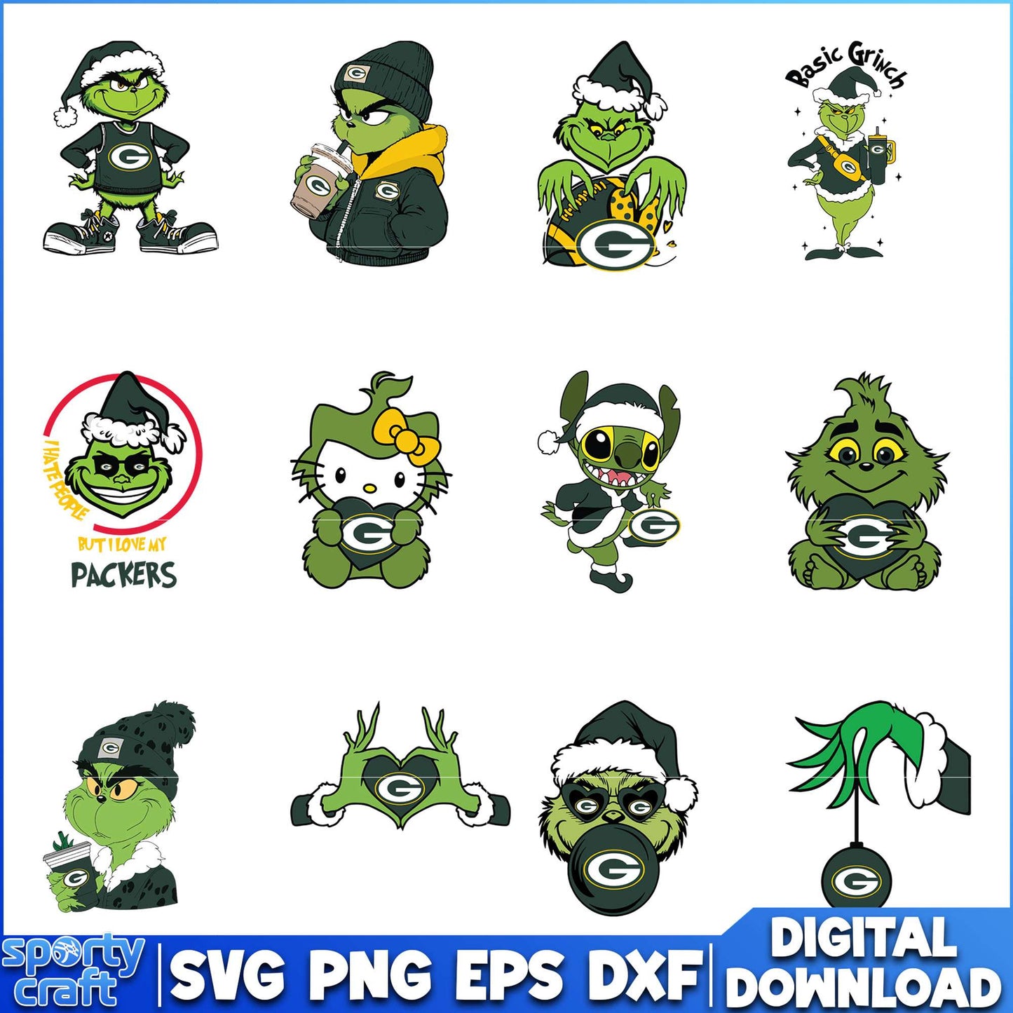 Grinch Packers SVG Bundle, Green Bay Packers SVG