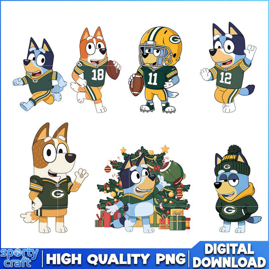 Bluey Puppy Packers PNG Bundle, Green Bay Packers PNG, super bowl png