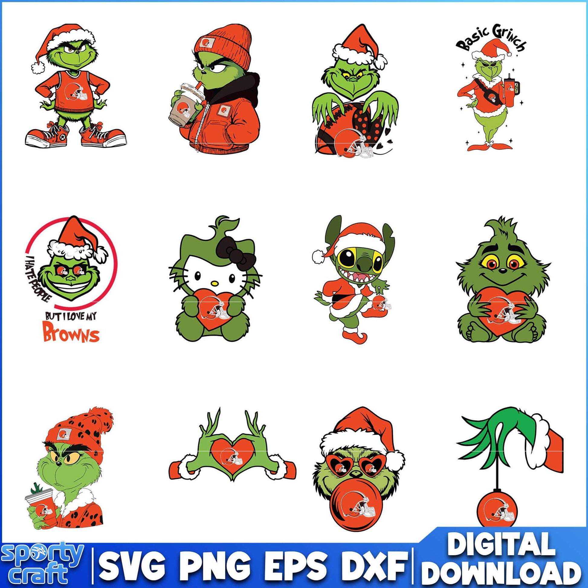 Grinch Christmas Browns SVG Bundle, Cleveland Browns SVG
