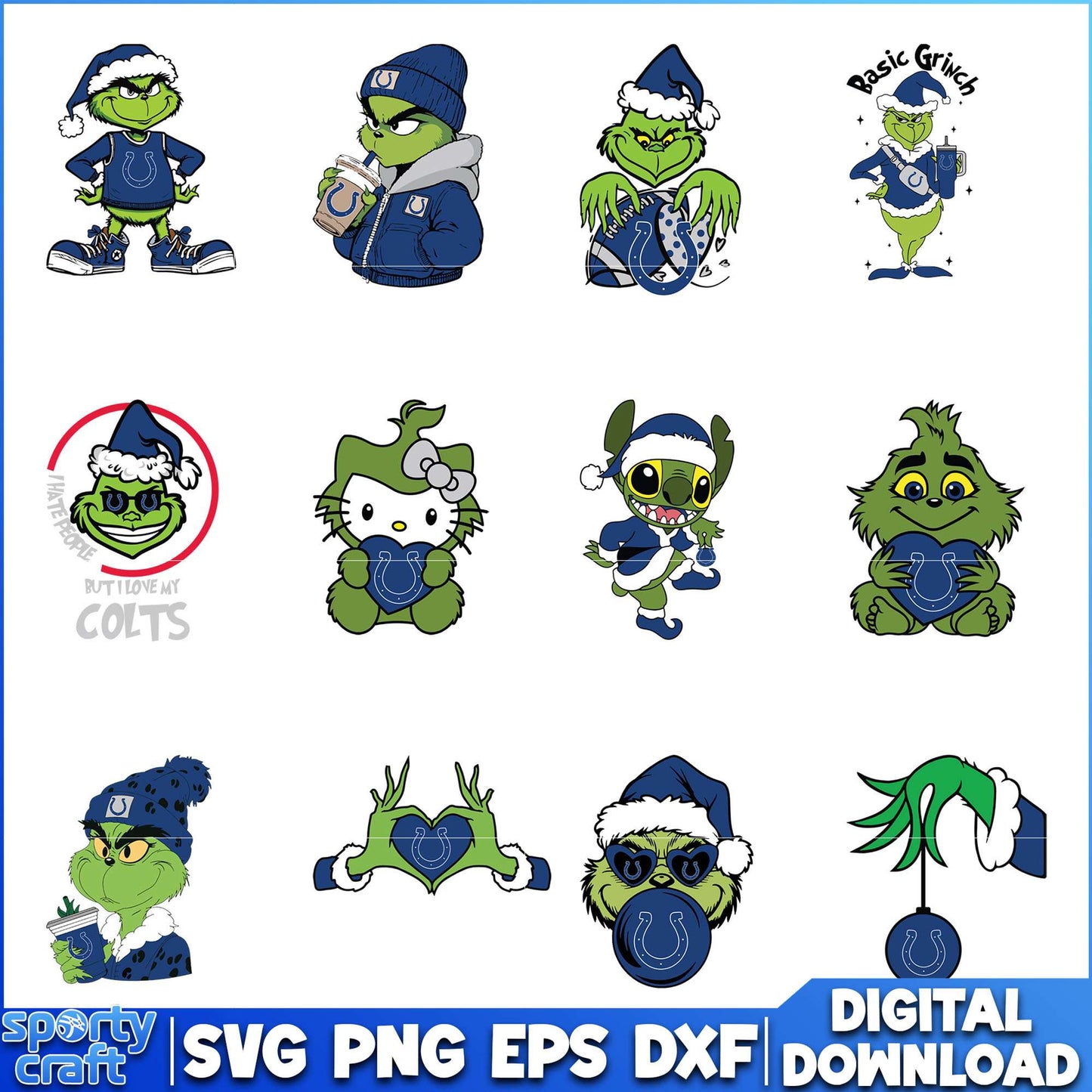 Grinch Colts SVG Bundle, Indianapolis Colts SVG