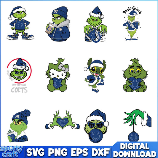 Grinch Colts SVG Bundle, Indianapolis Colts SVG