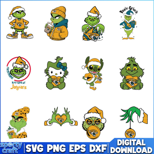 Grinch Jaguars SVG Bundle, Jacksonville Jaguars SVG