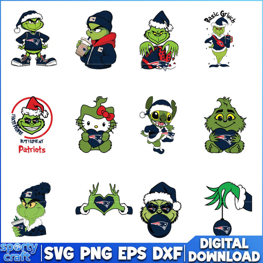 Grinch Patriots SVG Bundle, New England Patriots SVG