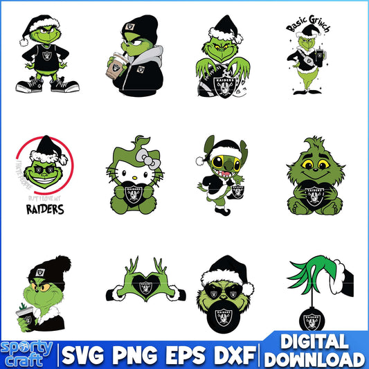 Grinch Raiders SVG Bundle, Las Vegas Raiders SVG