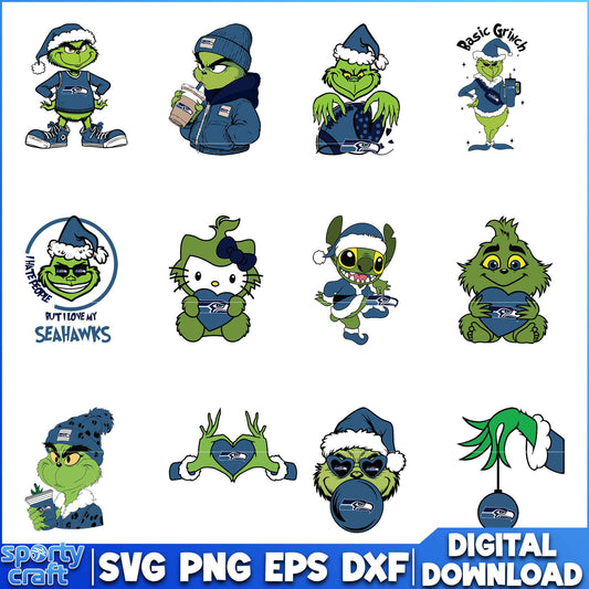 Grinch Seahawks SVG Bundle, Seattle Seahawks SVG