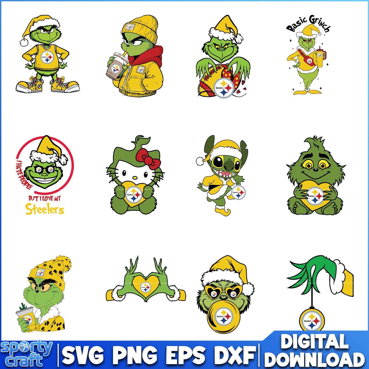 Grinch Steelers SVG Bundle, Pittsburgh Steelers SVG