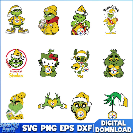 Grinch Steelers SVG Bundle, Pittsburgh Steelers SVG