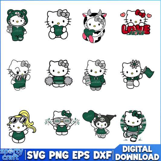 Hello Kitty Jets SVG Bundle, New York Jets SVG