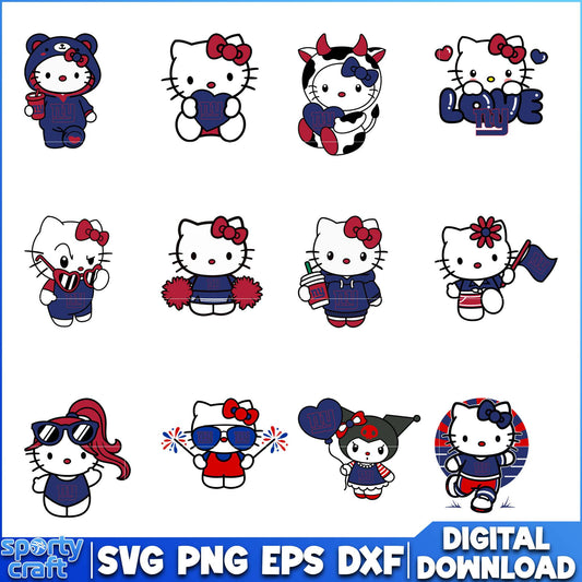 Hello Kitty Giants SVG Bundle, New York Giants SVG