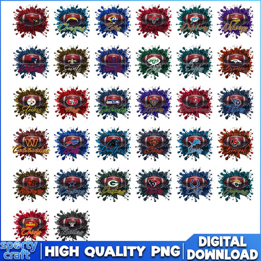 Football & Logo Splash NFL Bundle PNG, NFL Teams PNG, nfl team png