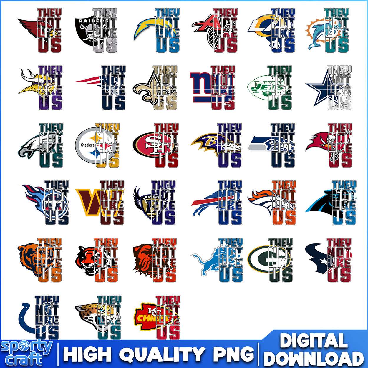 They Not Like Us BUndle PNG, NFL Team Logos PNG, nfl teams png