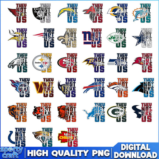 They Not Like Us BUndle PNG, NFL Team Logos PNG, nfl teams png