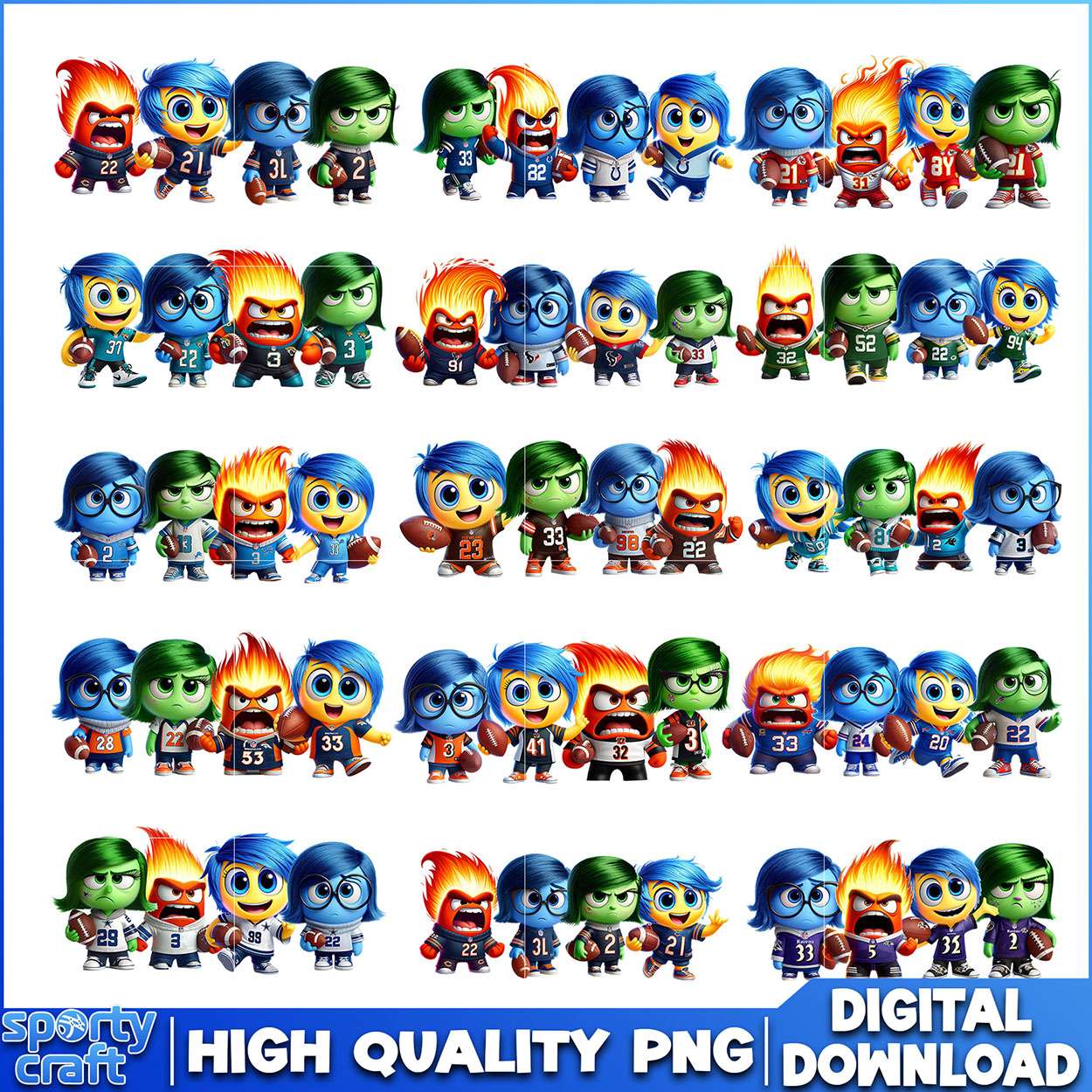 Inside Out Football NFL Bundle PNG, NFL Football PNG, nfl team png