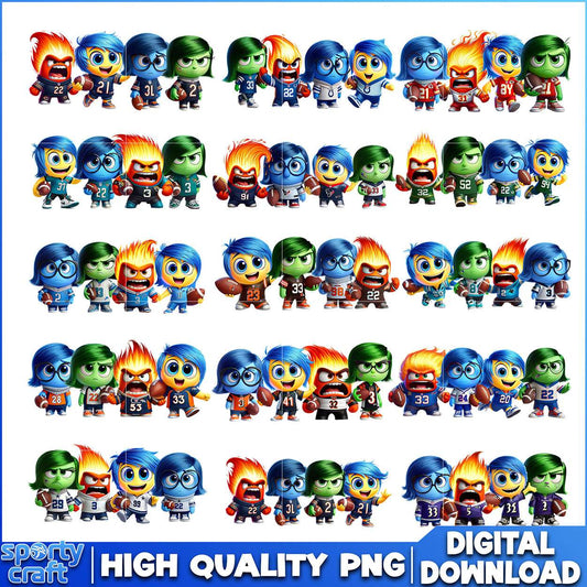 Inside Out Football NFL Bundle PNG, NFL Football PNG, nfl team png