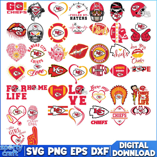 Kansas City Chiefs Design Bundle SVG, Chiefs SVG