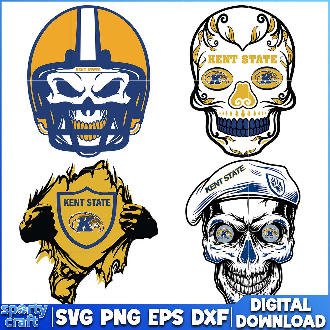 Kent State Skull SVG Bundle, ncaa championship svg, ncaa football svg