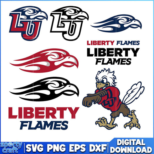 Liberty Flames SVG Bundle Logos, ncaa championship svg, ncaa football svg