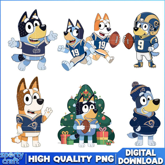Bluey Dog Rams SVG Bundle, Los Angeles Rams SVG, nfl team png