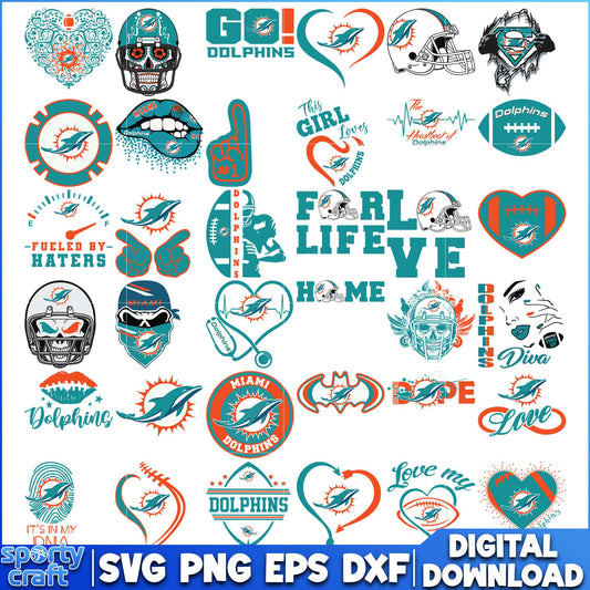 Miami Dolphins Bundle SVG, Dolphins SVG