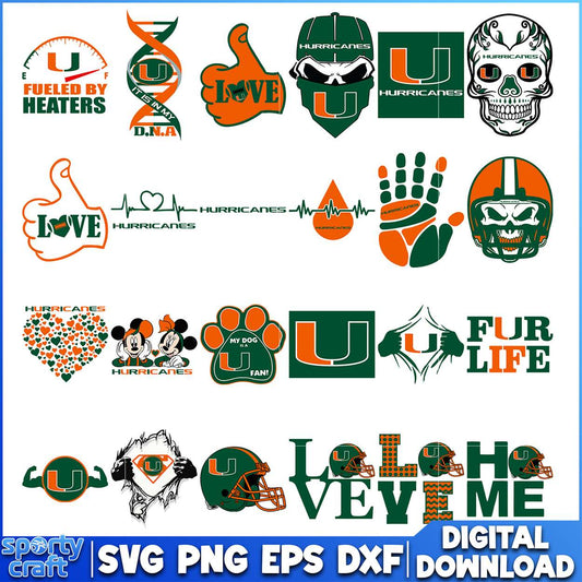 Miami Hurricanes SVG Bundle 15 Desigs, ncaa scores today svg, ncaa schedule