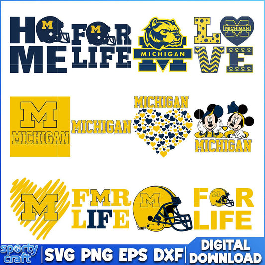 Michigan Football, Love, Mickey SVG Bundle, ncaa final svg, ncaa seasons svg