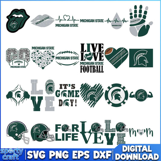 Michigan State SVG Bundle Football Designs, ncaa final svg, ncaa seasons svg