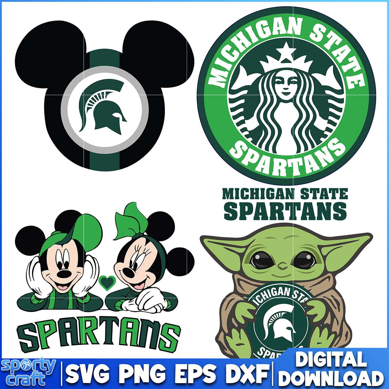 Michigan State Spartans Mickey Yoda Starbucks SVG Bundle, ncaa scores today svg, ncaa schedule