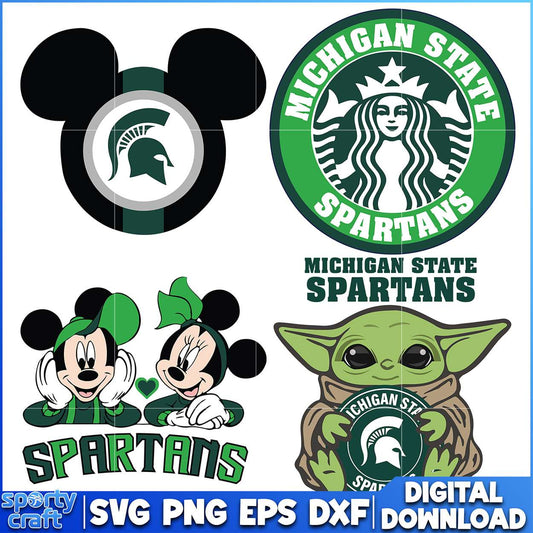Michigan State Spartans Mickey Yoda Starbucks SVG Bundle, ncaa scores today svg, ncaa schedule