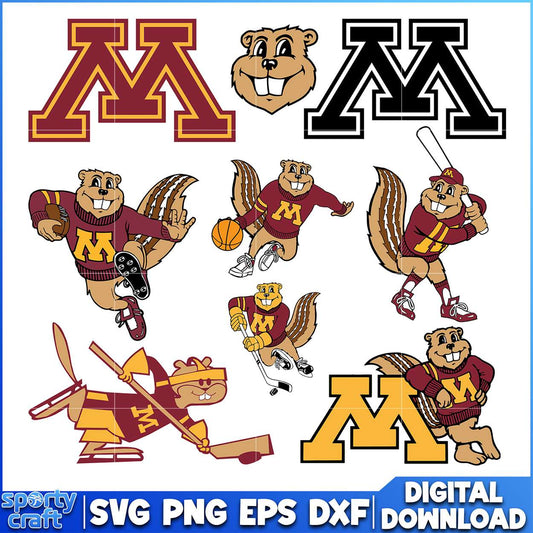Minnesota Gopher Sports Mascot Graphics SVG, ncaa final svg, ncaa seasons svg