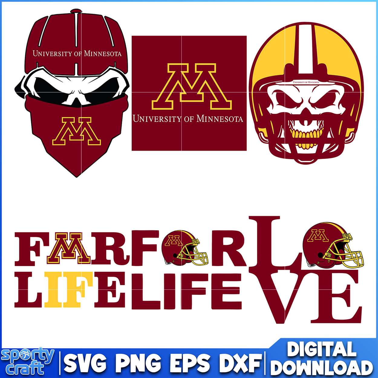Minnesota Gophers Bundle Family Love Designs SVG, ncaa final svg, ncaa seasons svg
