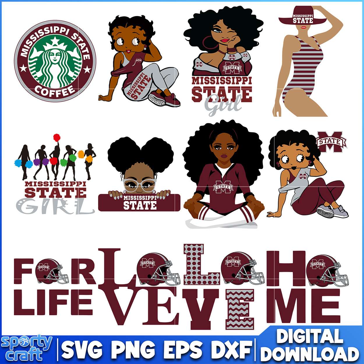 Mississippi State SVG Bundle Girl Power Designs, ncaa final svg, ncaa seasons svg